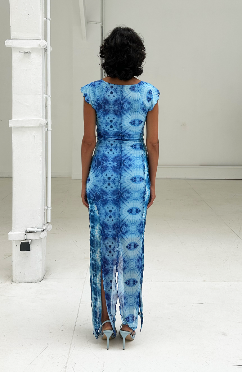 SAEMDI Livia Mesh Dress, Alternate, color, Blue Tie-Dye