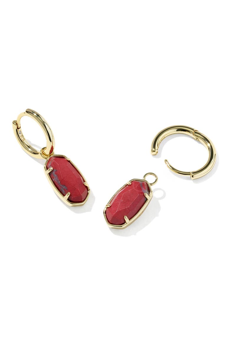 Elle Huggie Hoop Earrings, Alternate, color, GOLD RED VARIEGATED MAGNESITE