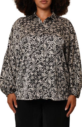 Cyrus Floral Button-up Shirt In Black