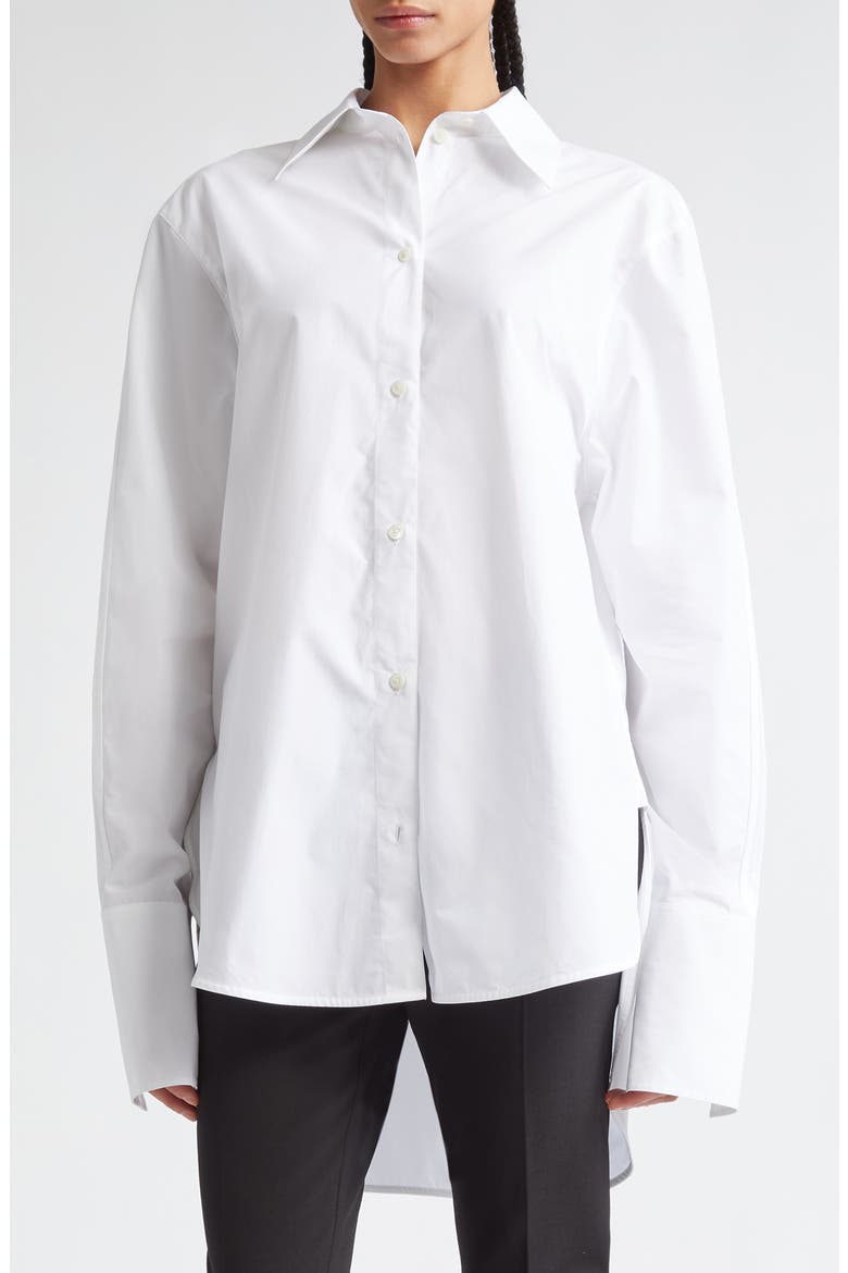 Double Length Cuff Button-Up Shirt, Main, color, WHITE