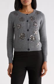 JASON WU Floral Beaded Cardigan