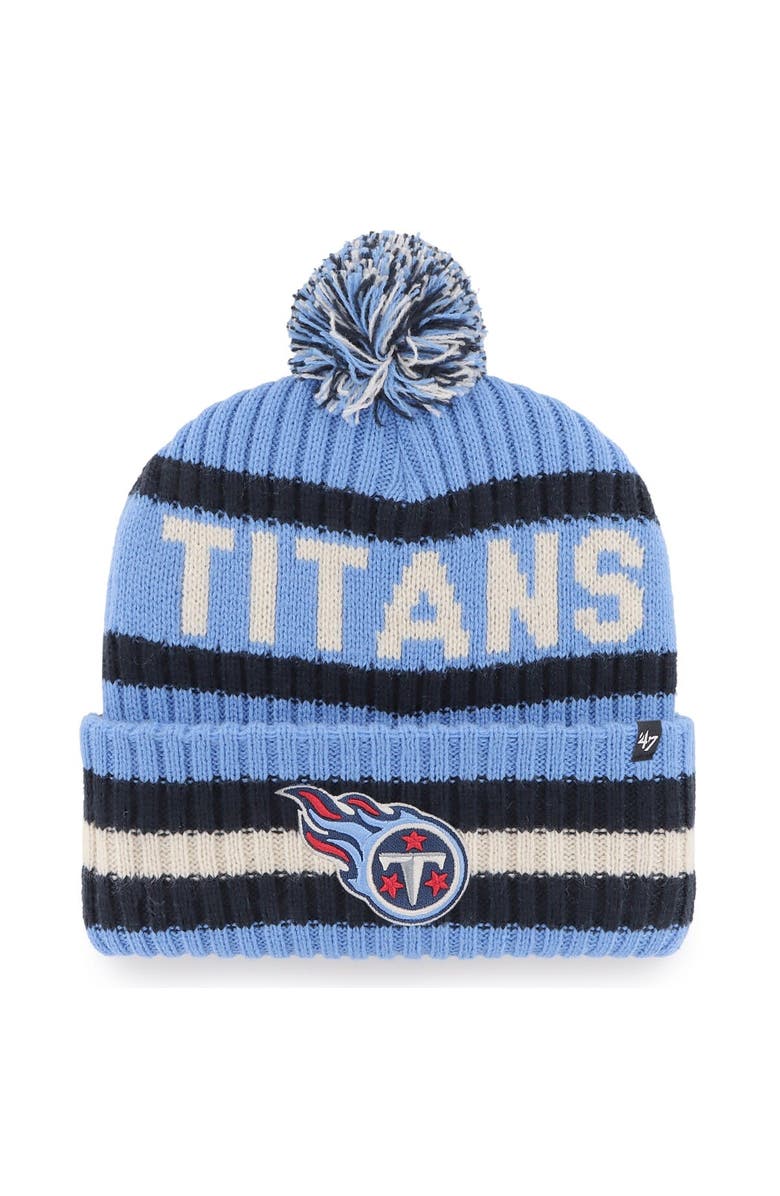 '47 Men's '47  Light Blue Tennessee Titans Bering Cuffed Knit Hat with Pom, Main, color, 