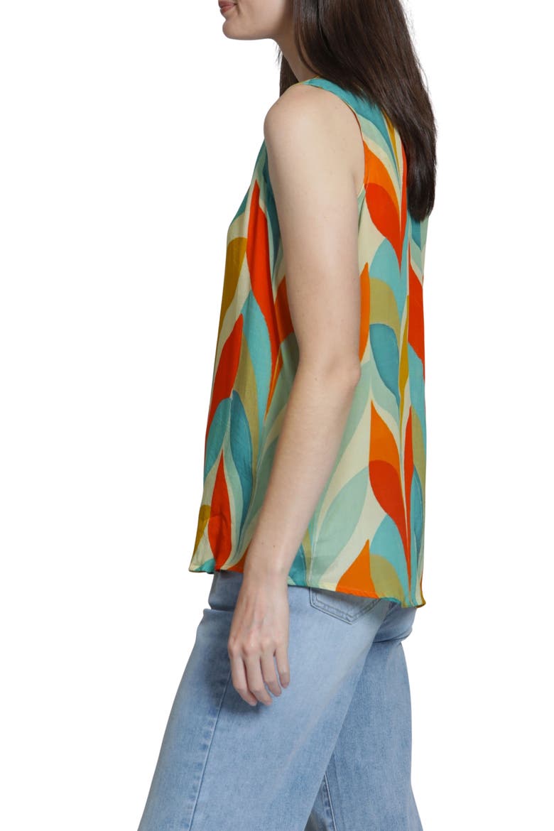 Sleeveless Button-Up Shirt, Alternate, color, TURQUOISE MULTI