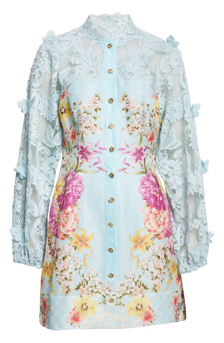 Camilla Bazaar Blooms Long Sleeve Linen & Silk Shirtdress, Main, color, Bazaar Blooms