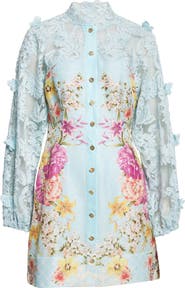 Camilla Bazaar Blooms Long Sleeve Linen
Silk Shirtdress