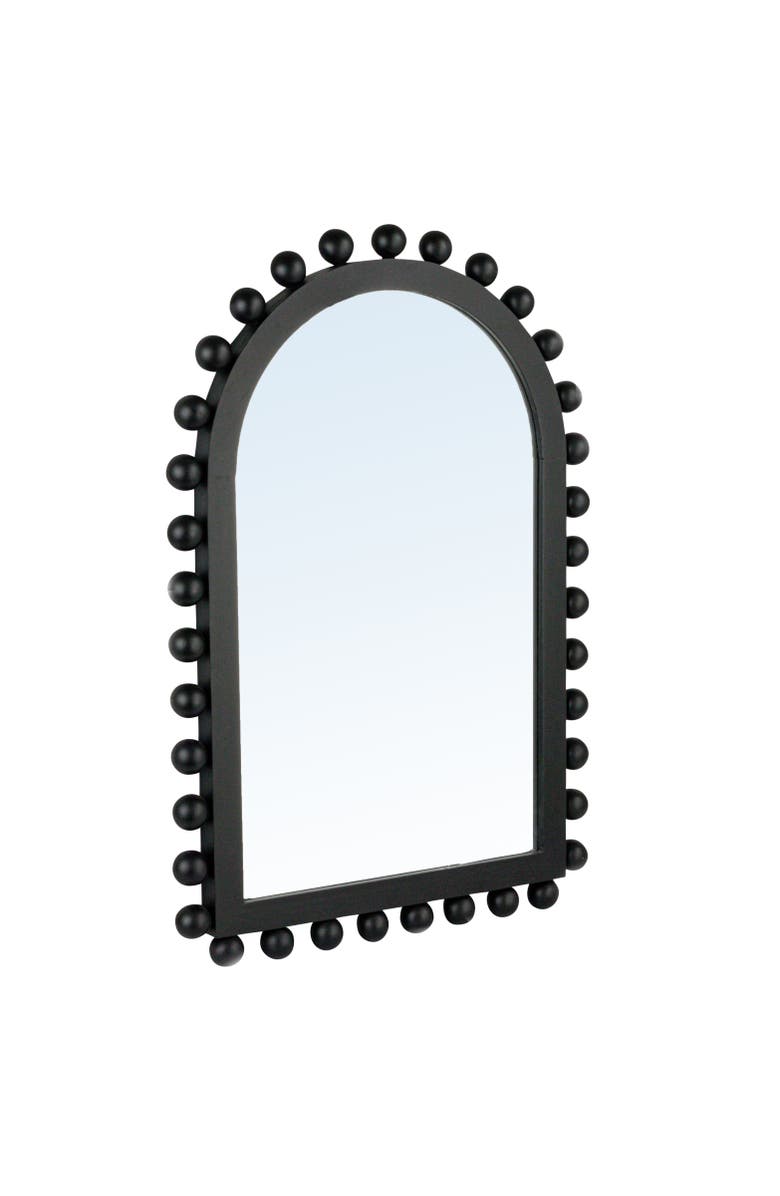 Storied Home Boho-Southwestern Black Firwood Arched Wall Mirror, Main, color, 