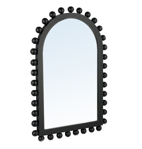 Boho-Southwestern Black Firwood Arched Wall Mirror
