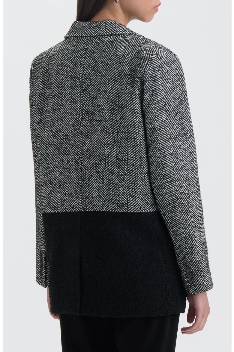 Tweed Colorblock Blazer, Alternate, color, BLACK HERRINGBONE