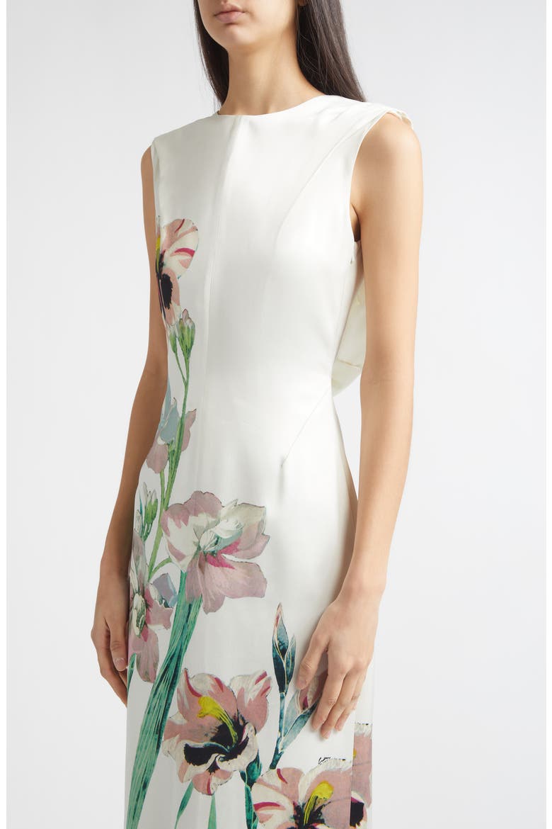 Floral Drape Back Duchesse Satin Gown, Alternate, color, MIRRORED ORCHID IVORY