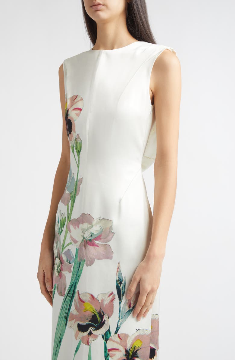 Erdem Floral Drape Back Duchesse Satin Gown, Alternate, color, Mirrored Orchid Ivory
