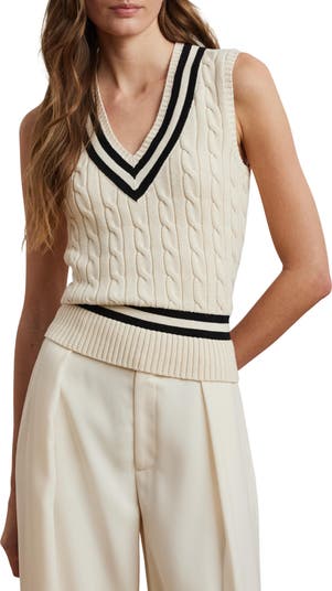 Lauren Ralph Lauren Cricket Cable Knit Cotton Sweater Vest