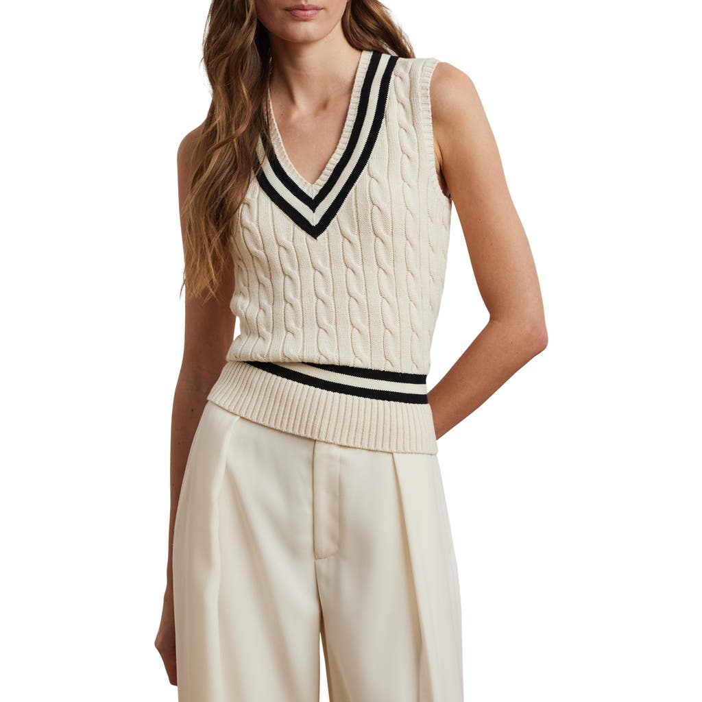 Ralph Lauren Lauren Cricket Cable Knit Cotton Sweater Vest