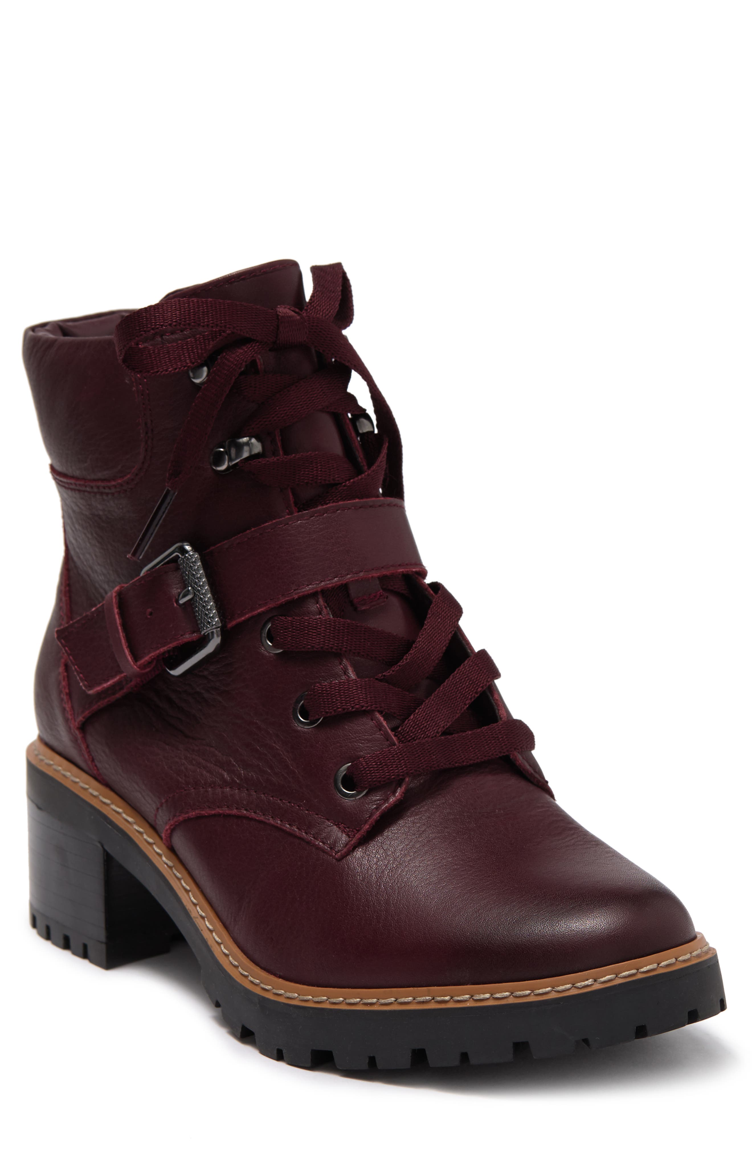 Tia Water Repellent Bootie, Main, color, RED LEATHER