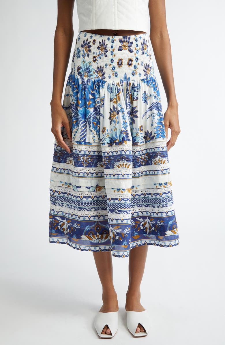 FARM Rio Ana Tapestry Mixed Print Cotton Blend Skirt, Main, color, 