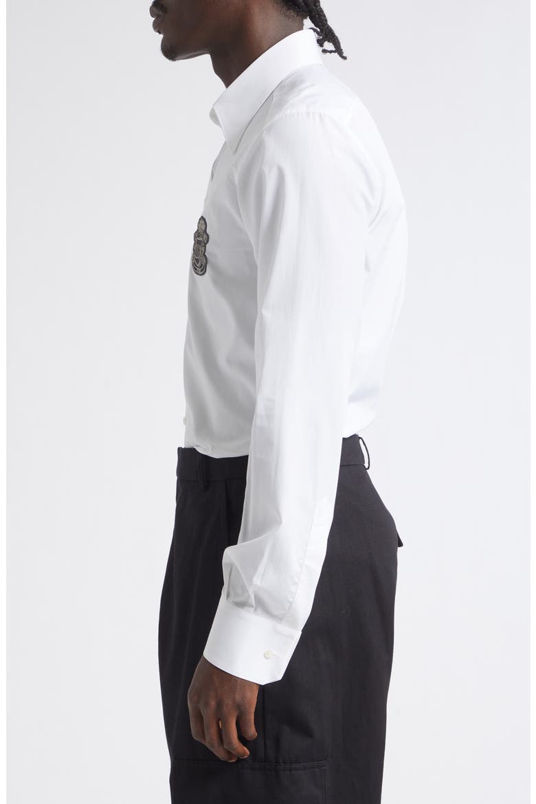 Martini Fit Formal Crest Patch Button-Up Shirt, Alternate, color, BIANCO OTTICO