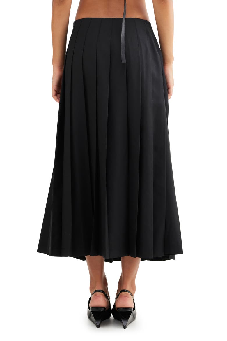 Fame Pleated Midi Skirt, Alternate, color, ONYX