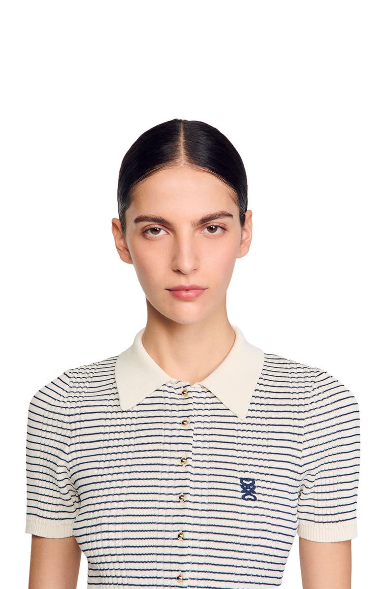 SANDRO Striped knit jumpsuit, Alternate, color, 