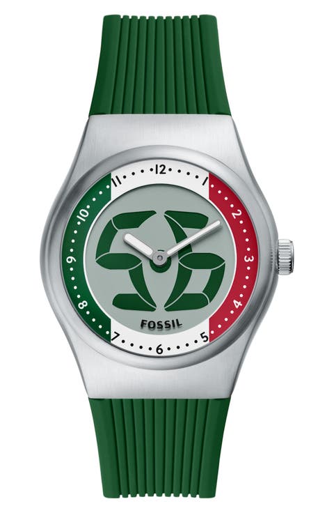 World Flags Big Tic® Anadigi Silicone Strap Watch, 40mm