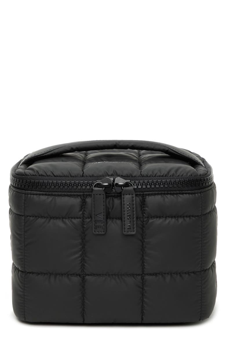Tall Porter Quilted Vanity Case, Main, color, MATT BLACK BLK