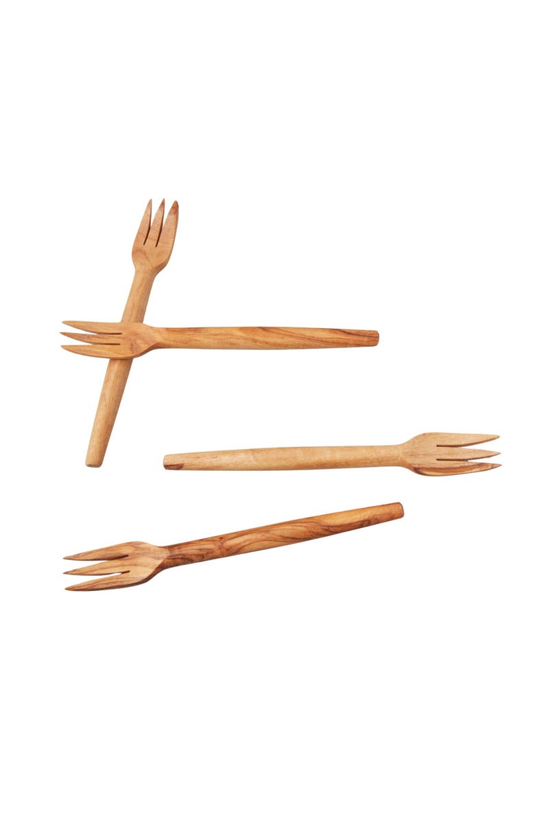 Be Home Olive Wood Cocktail Forks - Set of 4, Main, color, Olive