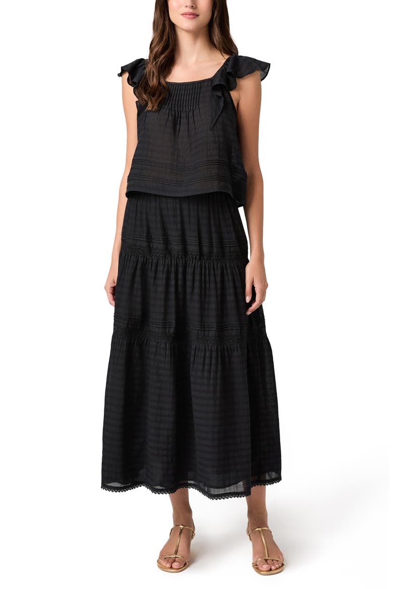 Andres Tiered Maxi Skirt, Alternate, color, BLACK