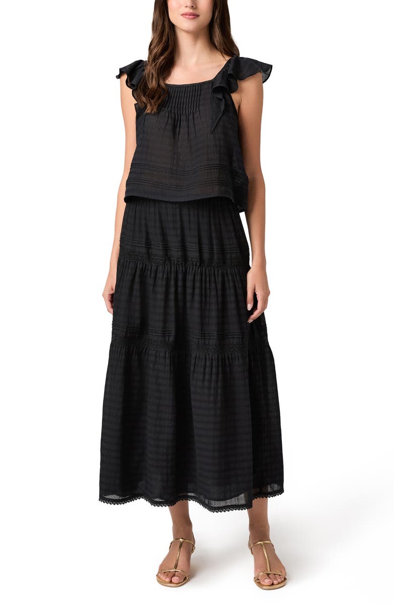PAIGE Andres Tiered Maxi Skirt, Alternate, color, Black