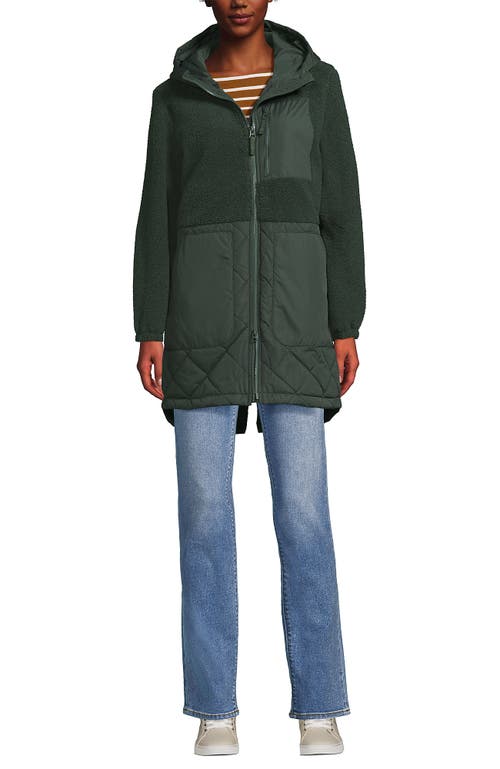 Lands' End High Pile Quilted Mixed Media Parka In Black