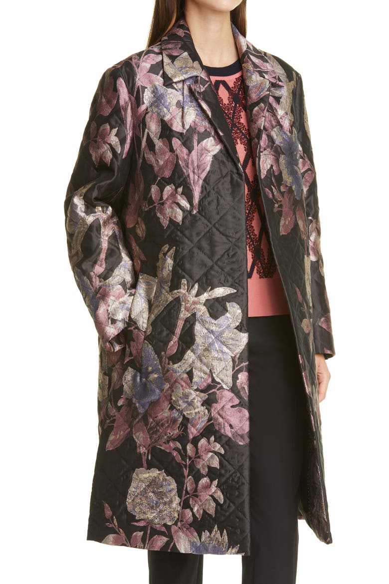 Rolta Quilted Three-Quarter Coat, Alternate, color, BLACK 900