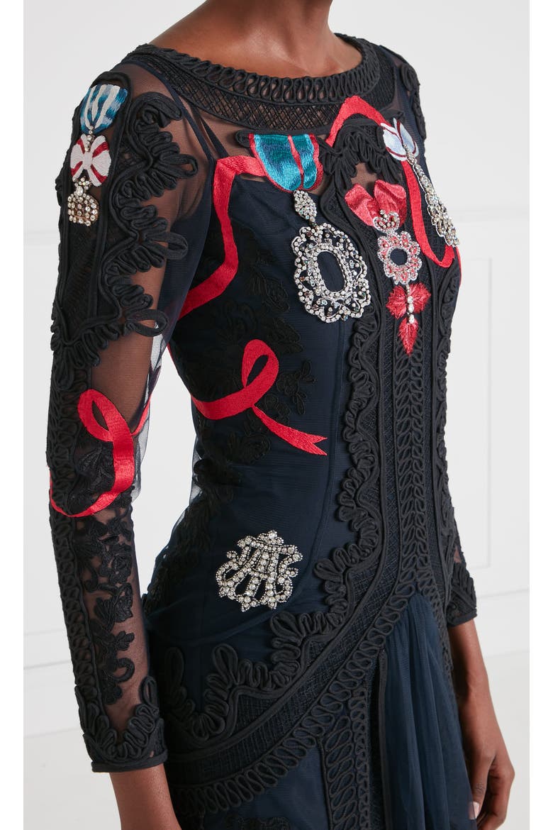 Diamantine Tattoo Dress, Alternate, color, Navy