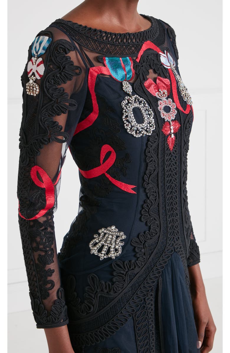 Temperley London Diamantine Tattoo Dress, Alternate, color, Navy