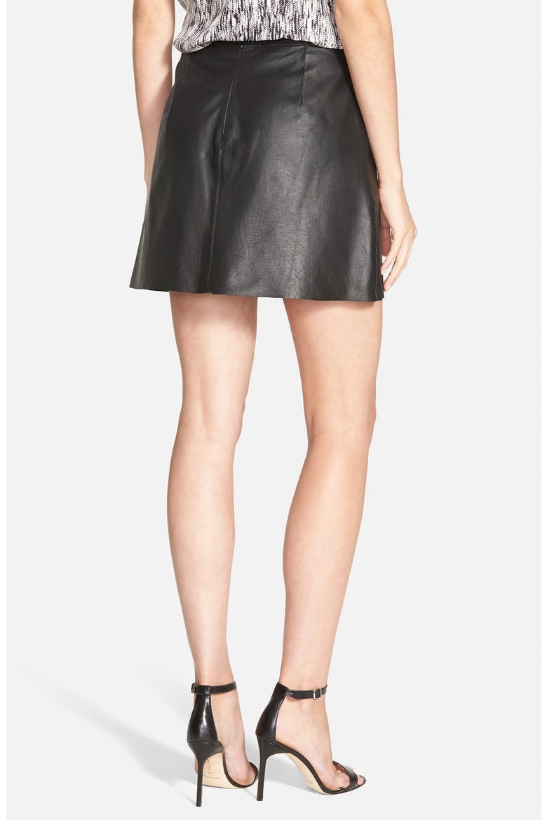 'Highland Mozart' Leather Miniskirt, Alternate, color, BLACK