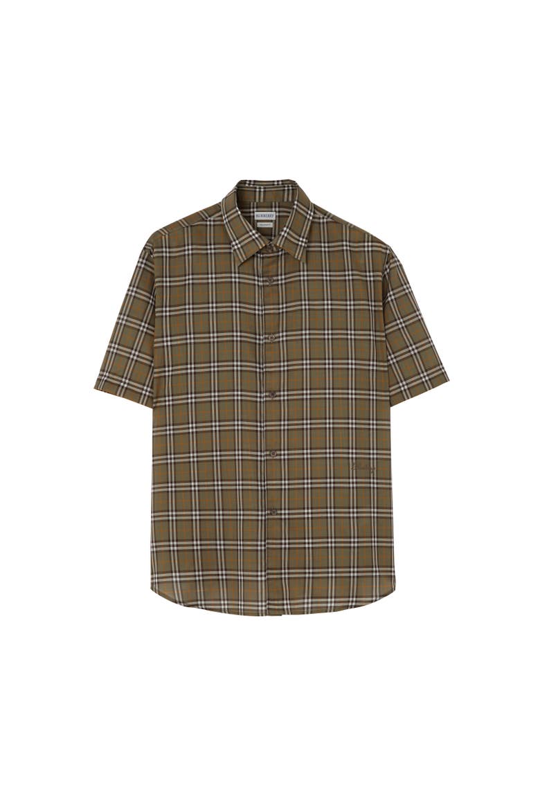 Relaxed Fit Check Cotton Shirt, Alternate, color, Finch brown