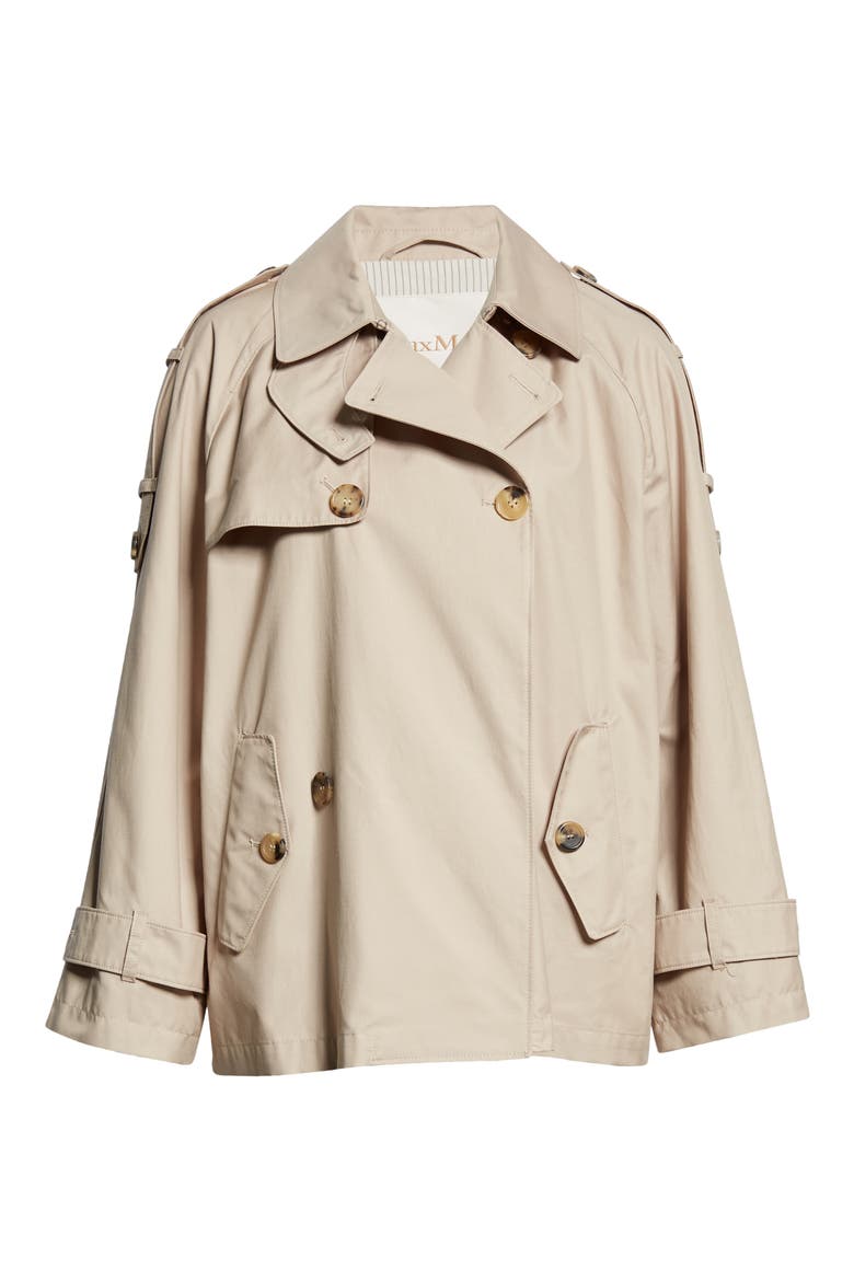 Double Breasted Water Resistant Short Swing Trench Coat, Alternate, color, BEIGE