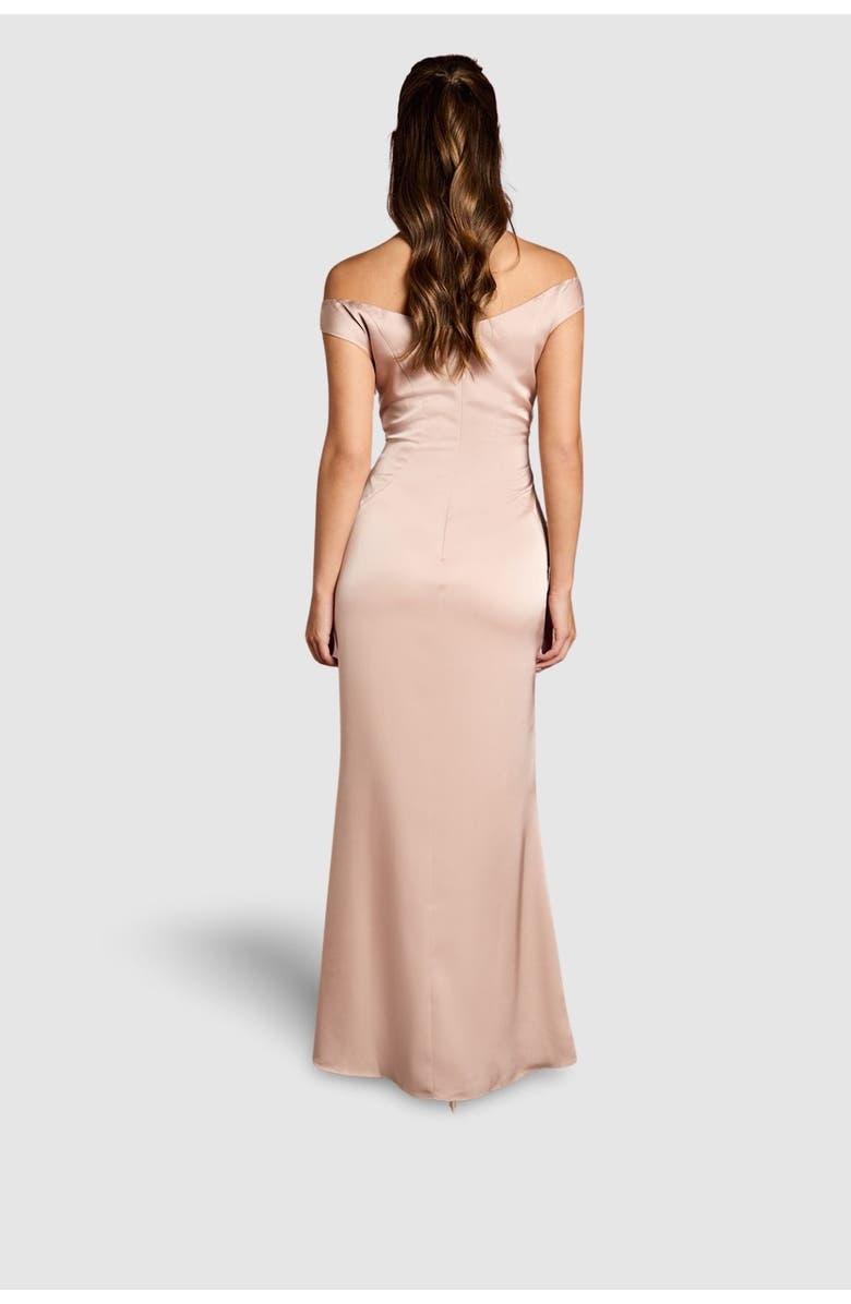 Coast Satin Bardot Maxi Dress, Alternate, color, Mocha