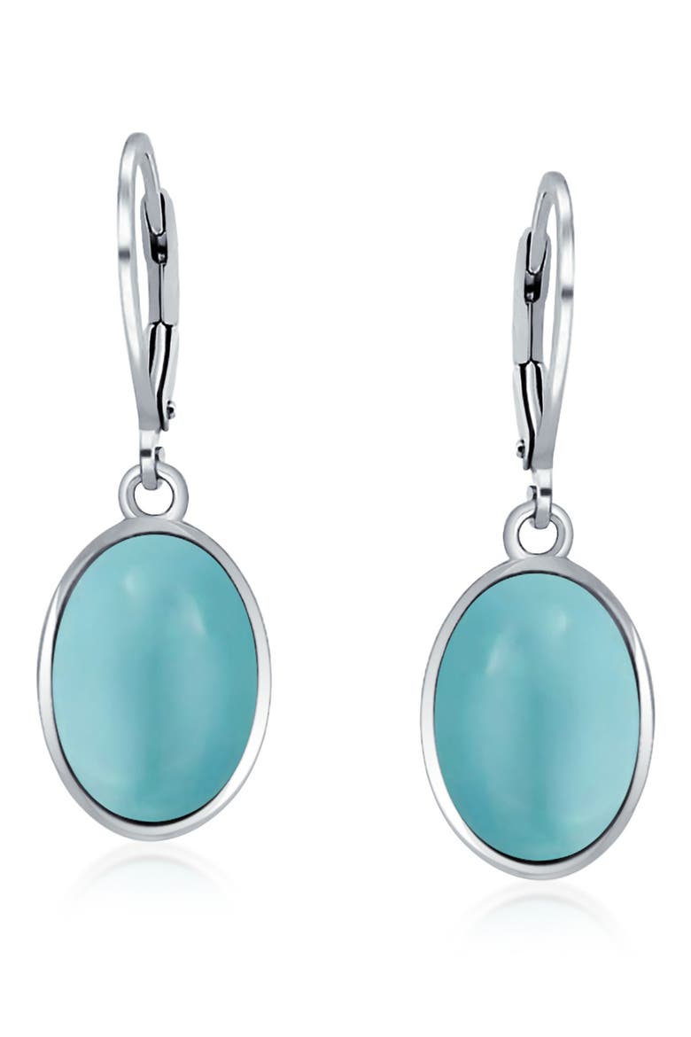 Oval Stone Drop Earrings, Main, color, BLUE