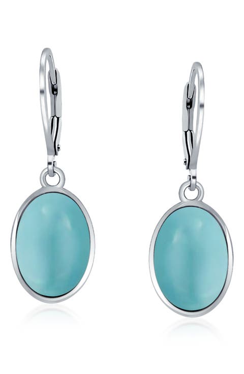 Oval Stone Drop Earrings