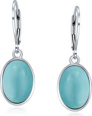 BLING JEWELRY Oval Stone Drop Earrings
