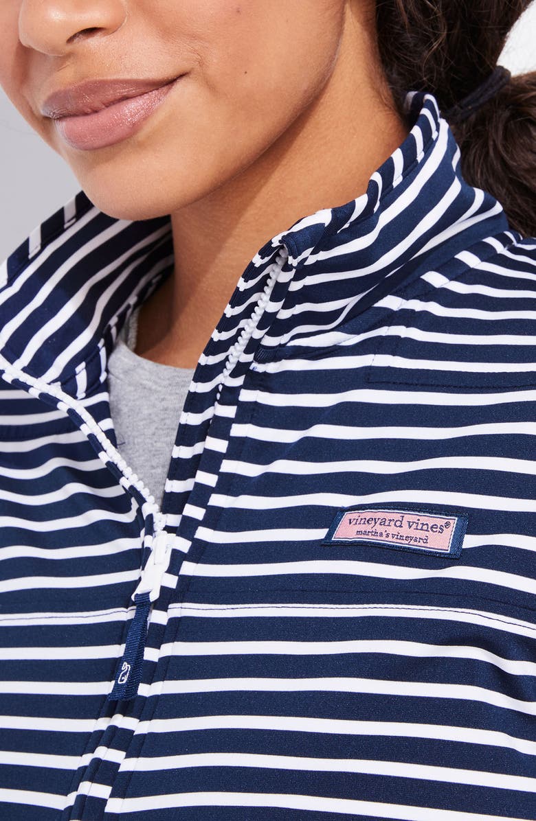 vineyard vines Microstripe Sankaty Half Zip Shep Shirt, Alternate, color, 7595 Navy