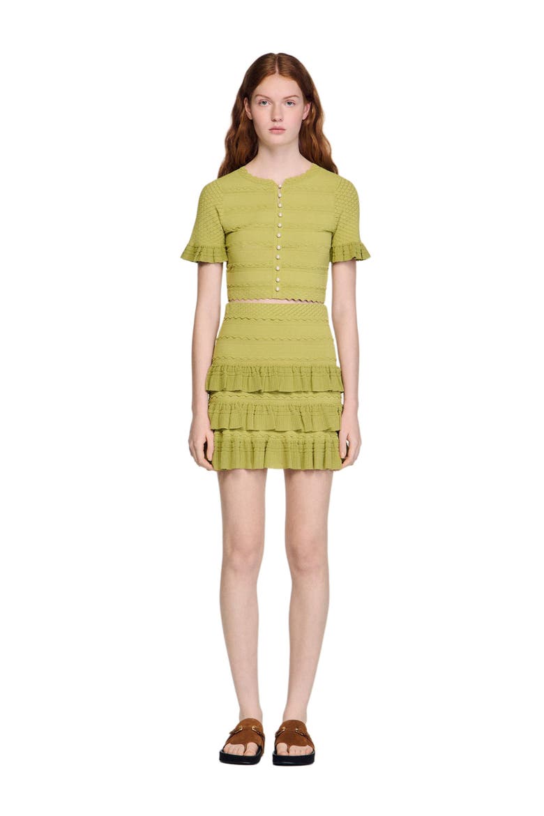 Short ruffled skirt, Alternate, color, Green