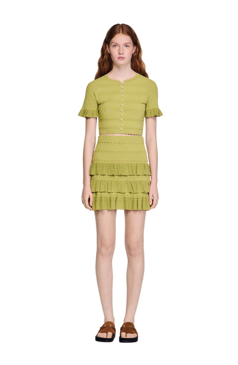 SANDRO Short ruffled skirt, Alternate, color, Green