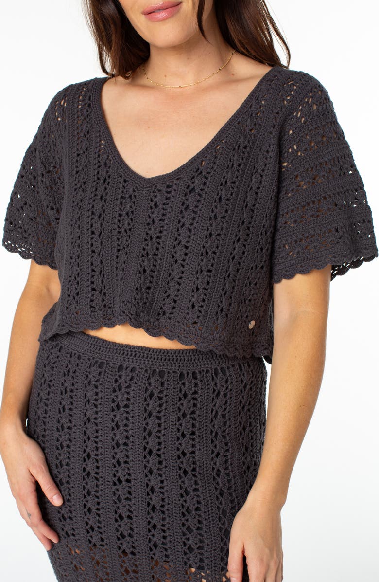 Roxy Sea Swirl Boxy Crochet Sweater, Alternate, color,