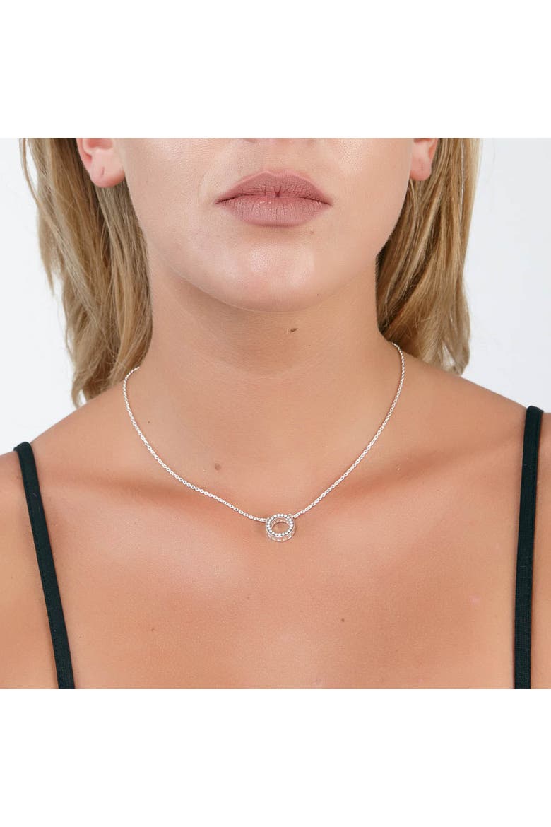 Art Deco Halo Pendant, Alternate, color, Sterling Silver