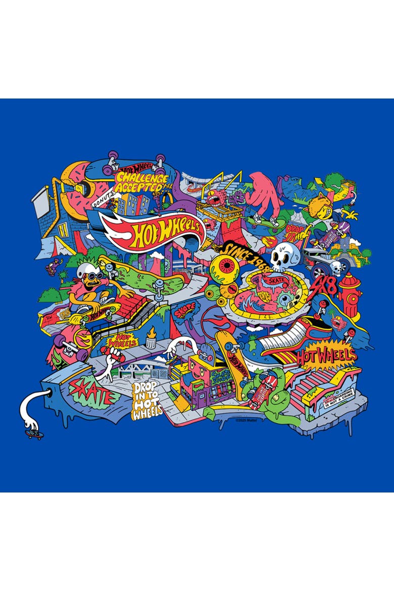 Boy's Hot Wheels Challenge Skate Park Colors  Graphic T-Shirt, Alternate, color, Royal Blue