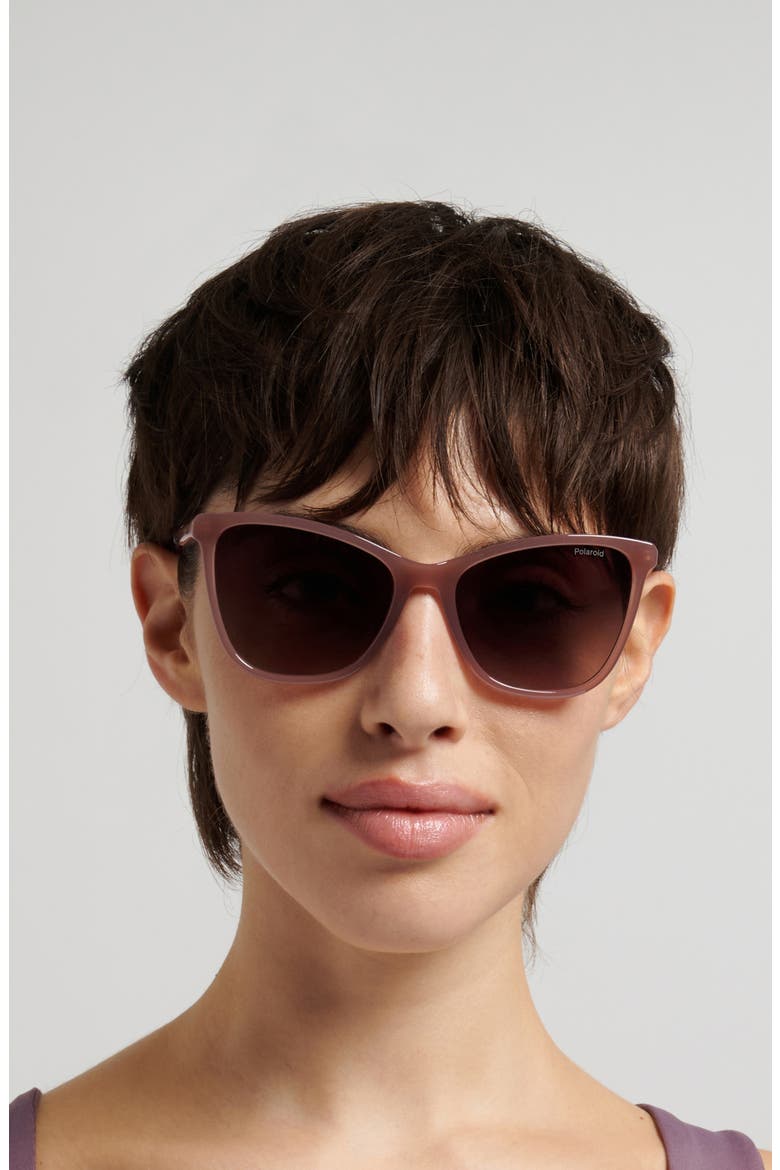 55mm Polarized Cat Eye Sunglasses, Alternate, color, NUDE/ BROWN