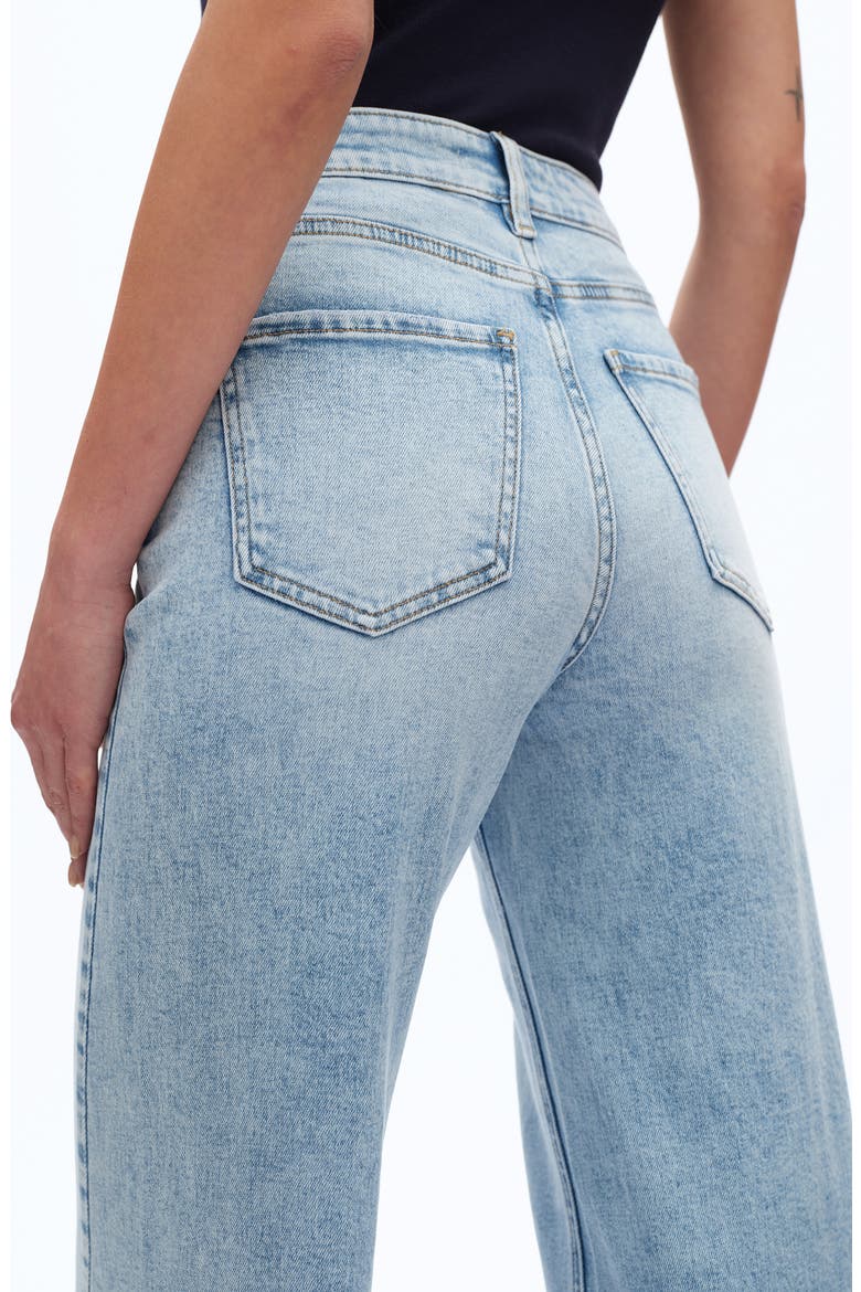 High Waist Raw Hem Wide Leg Jeans, Alternate, color, LIGHT BLUE