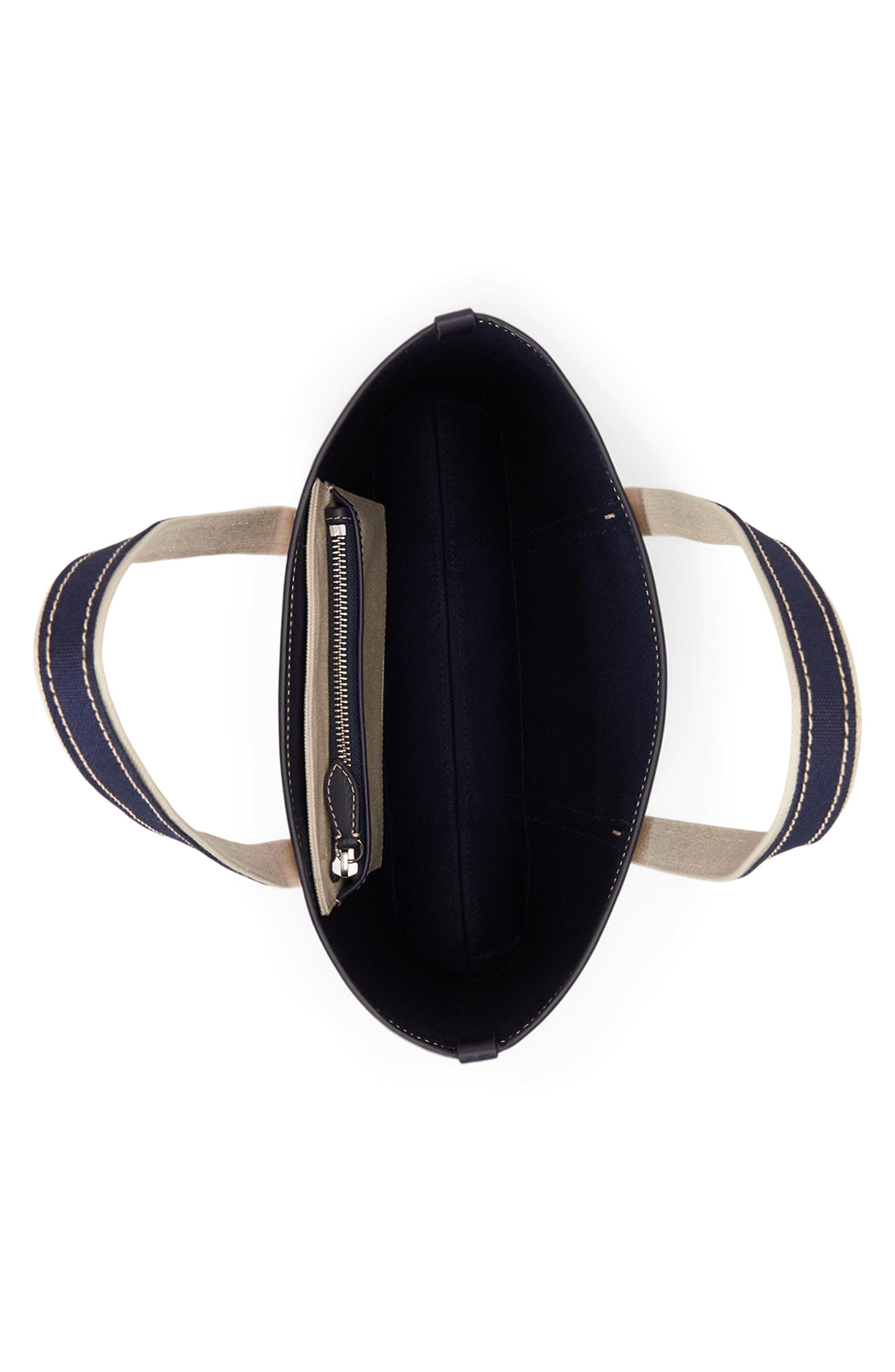 Polo Ralph Lauren Small Polo Bear Canvas Shopper Tote, Alternate, color, Ecru/ Newport Navy