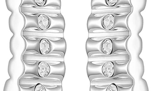 Vince Camuto Pavé Crystal Ribbed Hoop Earrings In Metallic