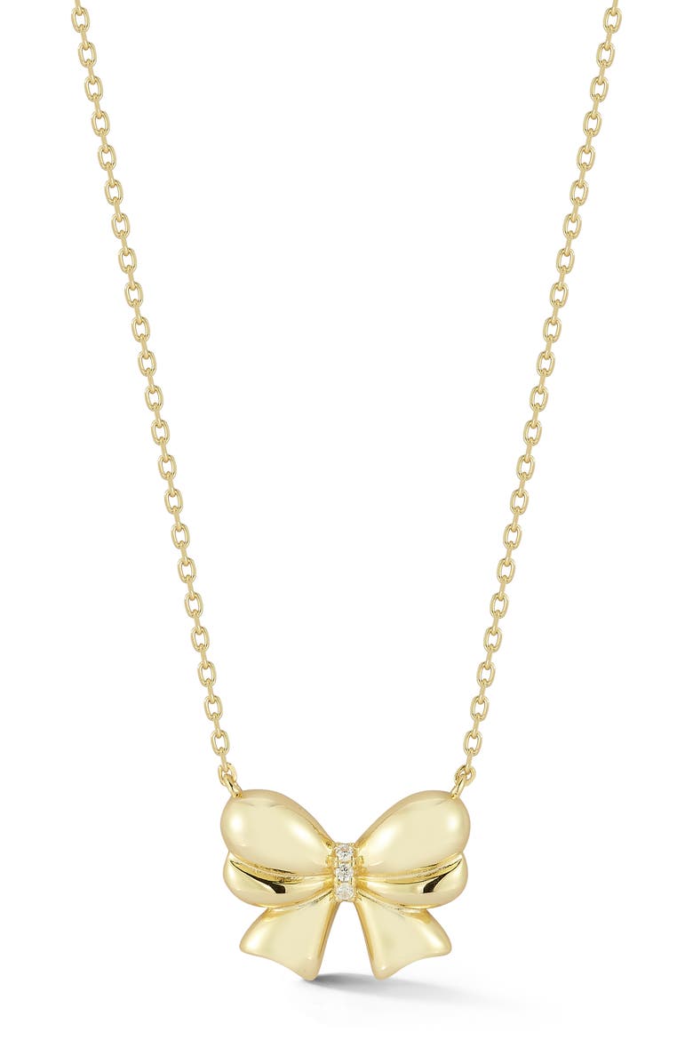 Bow Pendant Necklace, Main, color, GOLD