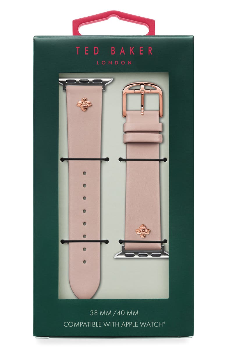 Ted Baker London Bumblebee Leather Apple Watch<sup>®</sup> Watchband, Alternate, color,