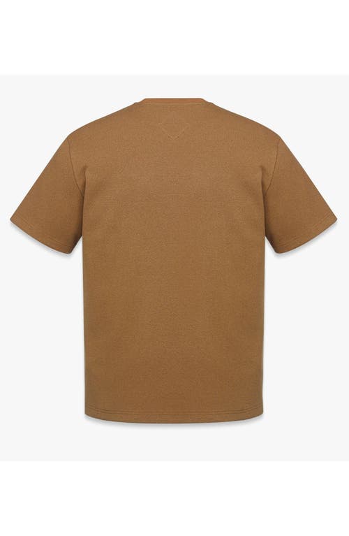 Mcm Logo Patch Bouclé T-shirt In Cognac